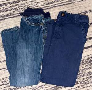 Carter's Little Boys Size 6 Navy Blue Chino Pants and Stretch Denim Jeans Set